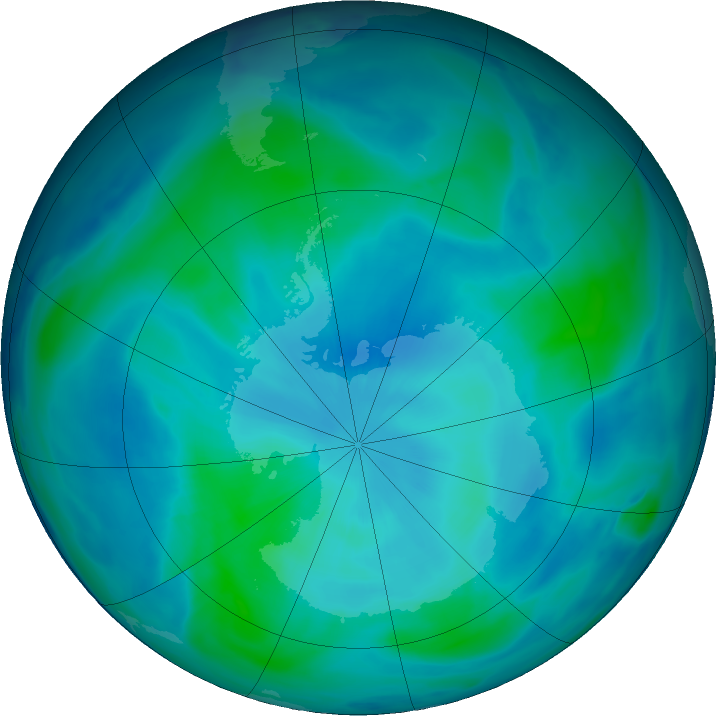 Antarctic ozone map for 03 March 2023